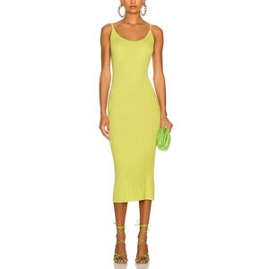 Enza Costa 'Stretch' Yellow Silk Knit Essential Dress Size L
